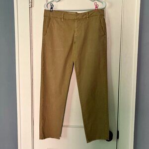 Nili Lotan pants 111/88 80NL chino khaki cropped pants raw hem size 6 classic